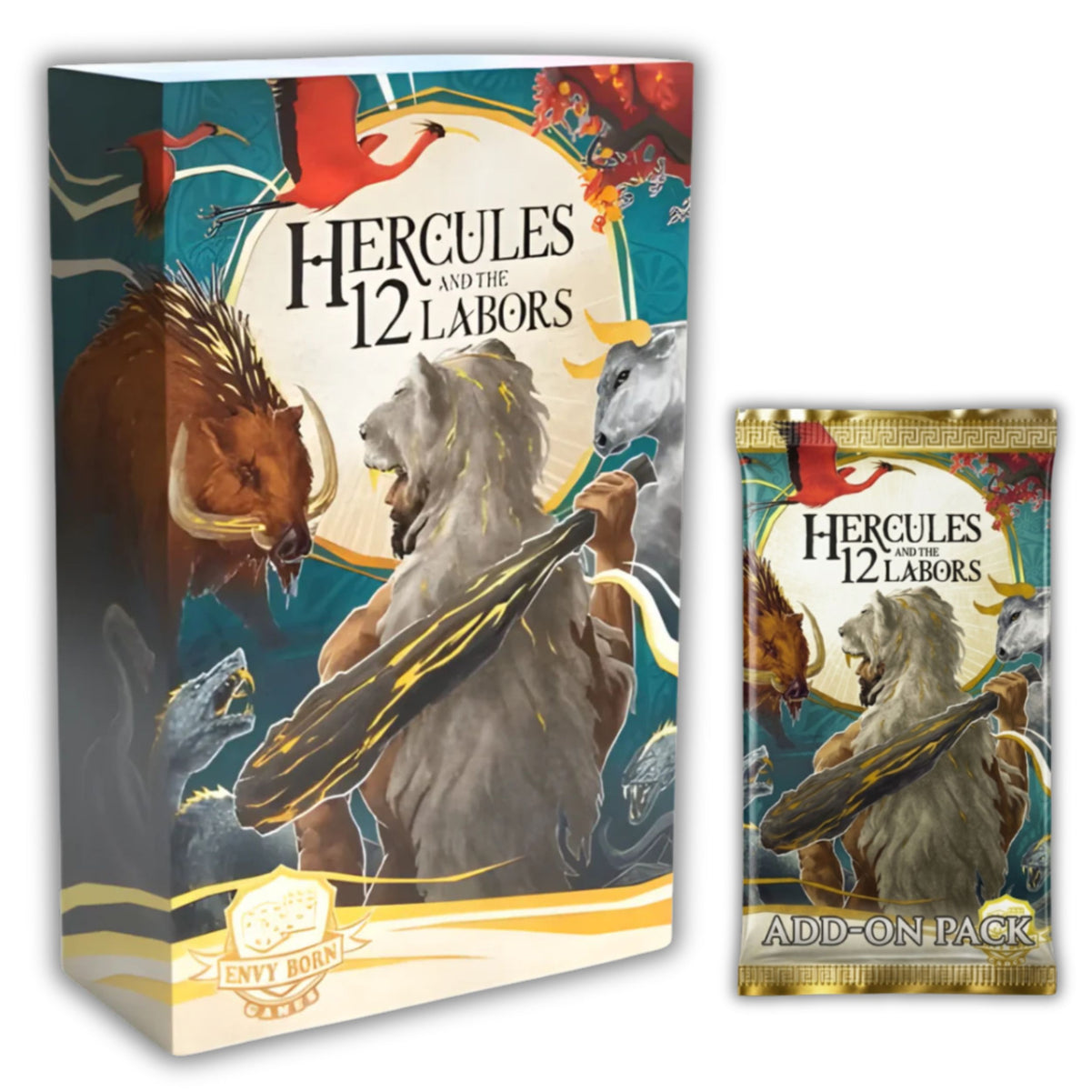 Bundle - Hercules and the 12 Labors + Add On Pack + Dice Set + Dice Tray
