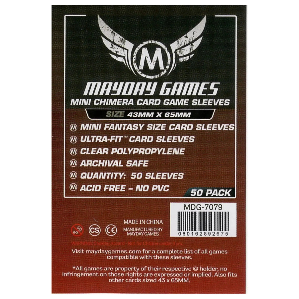 Premium Mini Chimera Game Sleeves 43 X 65 MM (50 Pack) (Dark Red)