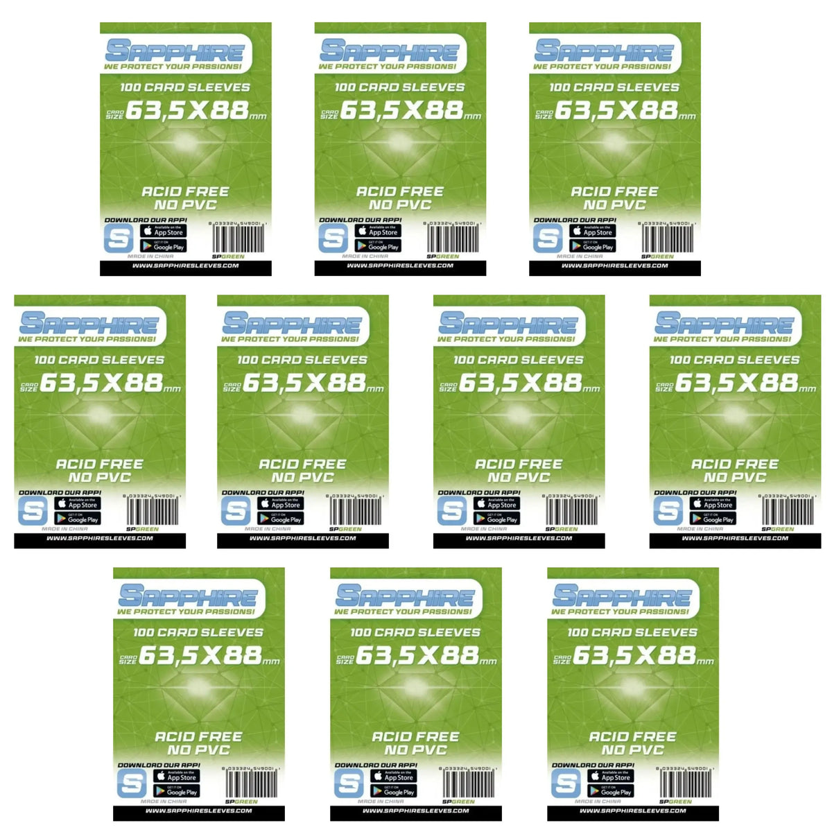 10 Pack Bustine Sapphire 63,5 × 88 mm – Green