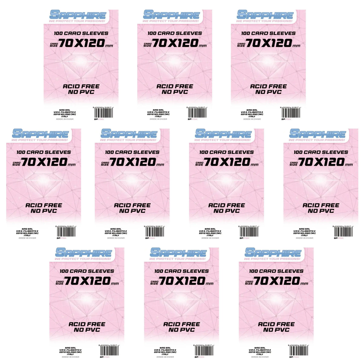 10 Pack Bustine Sapphire 70×120 mm – Rosa