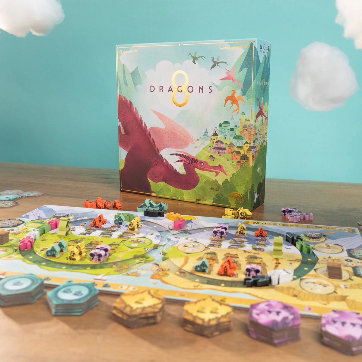 8 Dragons Deluxe With Wondrous Places Mini Expansion Set and Stretch Goals