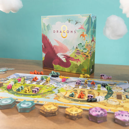 8 Dragons Deluxe With Wondrous Places Mini Expansion Set and Stretch Goals