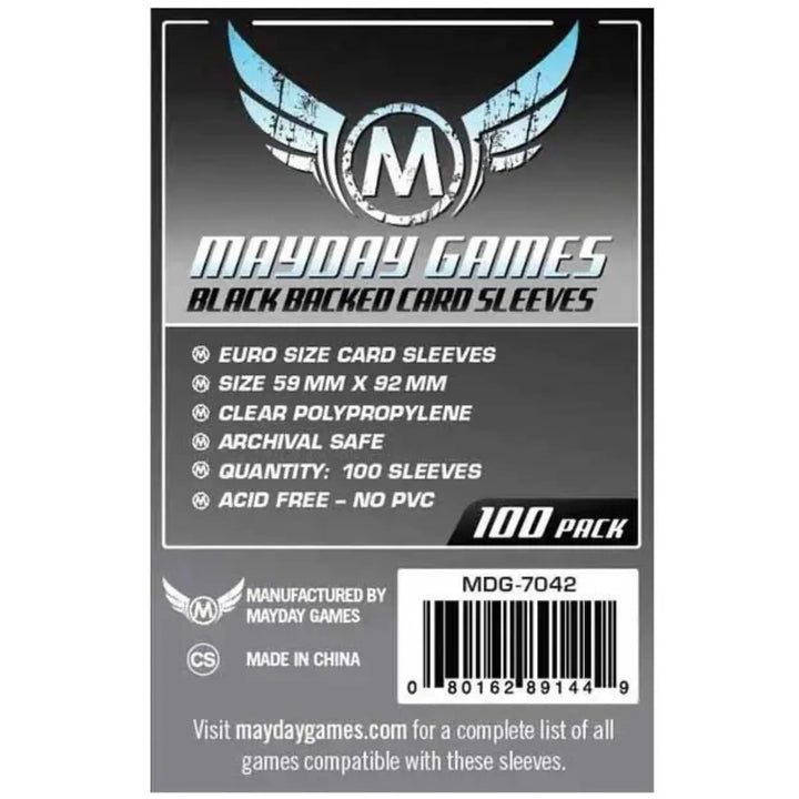 Euro Card Sleeve -Black Backed (Pack of 100) -59 MM X 92 MM