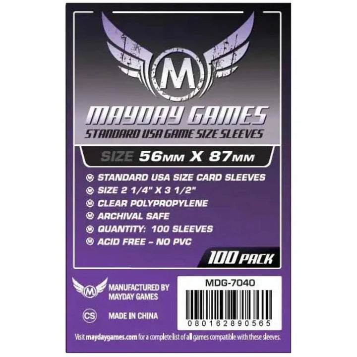 Standard USA Game Size Sleeves 56 MM X 87 MM (100 pack)
