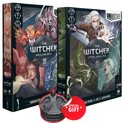 Unmatched - The Witcher Realms Fall + Steel and Silver + Miniatura | Con Carte Foil